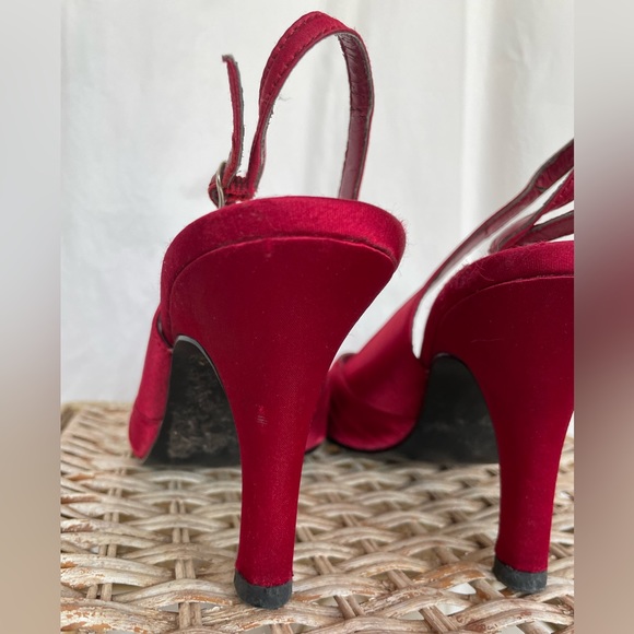 Red Satin Heels - Picture 4 of 8